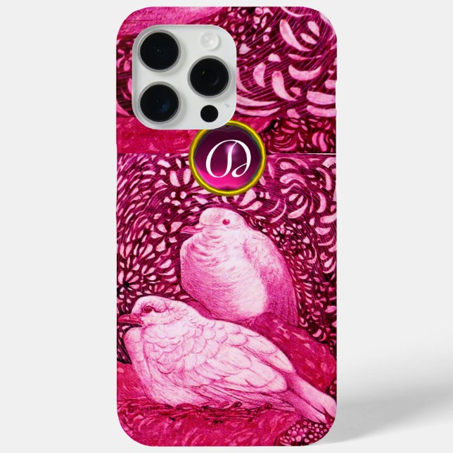 WHITE DOVES IN PINK FUCHSIA MONOGRAM Case-Mate iPhone CASE (Back)