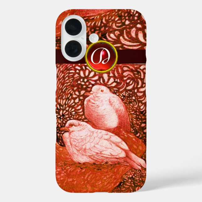 WHITE DOVES IN RED MONOGRAM Case-Mate iPhone CASE (Back)