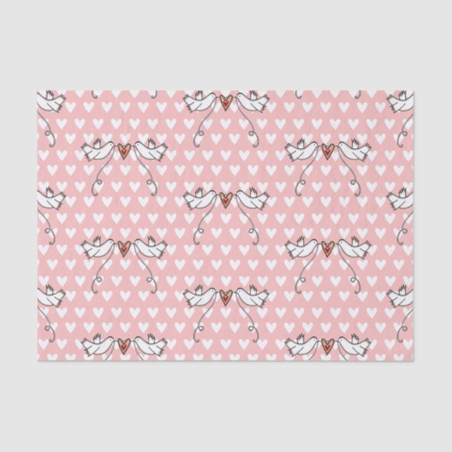 White Doves & Love Heart Tissue Paper (Front)