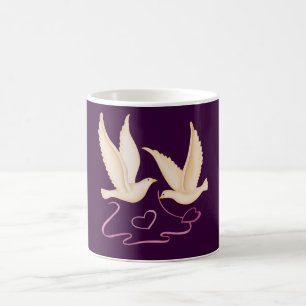 White Doves Making Hearts Mug