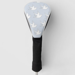white doves on blue golf head cover