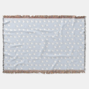 White doves on pale blue throw blanket