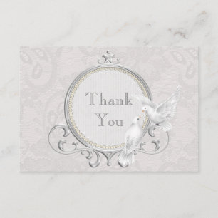 White Doves & Paisley Lace Thank You Wedding