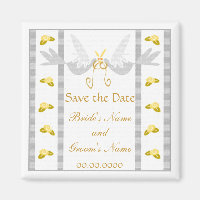 White Doves Save the Date Wedding Favour Magnet