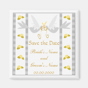 White Doves Save the Date Wedding Favour Magnet