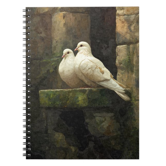 White Doves Stone Niche Notebook (Front)