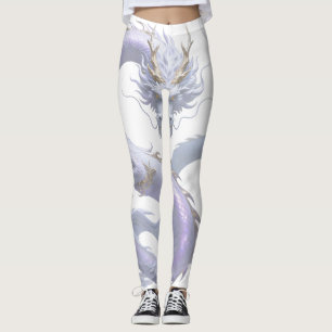White Dragon Art   Mythical Fantasy Aesthetic   Or Leggings