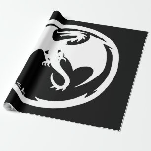 White Dragon black matte wrapping paper large