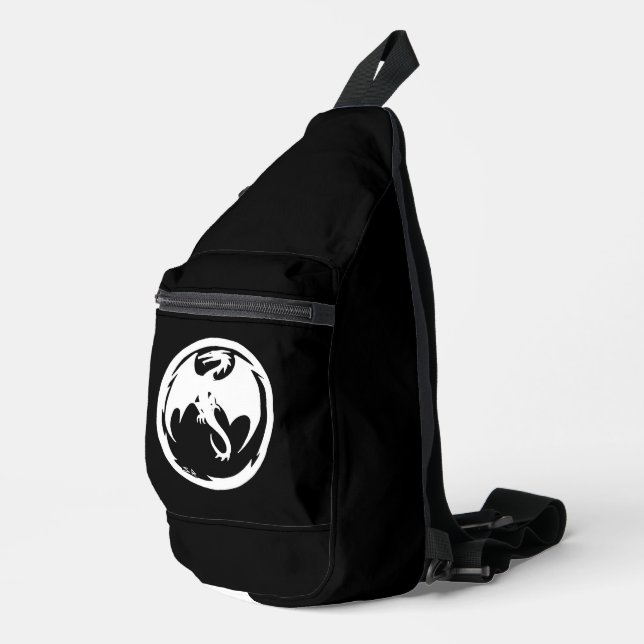 White Dragon black sling bag backpack (Right Corner)