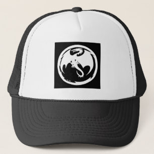 White Dragon black trucker hat