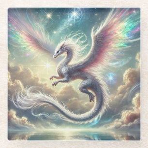 White Dragon Glass Coaster
