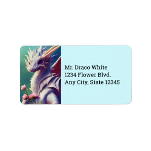 White Dragon With Flowers Address Labels
