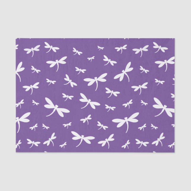White Dragonflies Pattern - Customisable BG Colour Tissue Paper (Front)