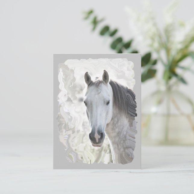 White dream horse postcard (Standing Front)