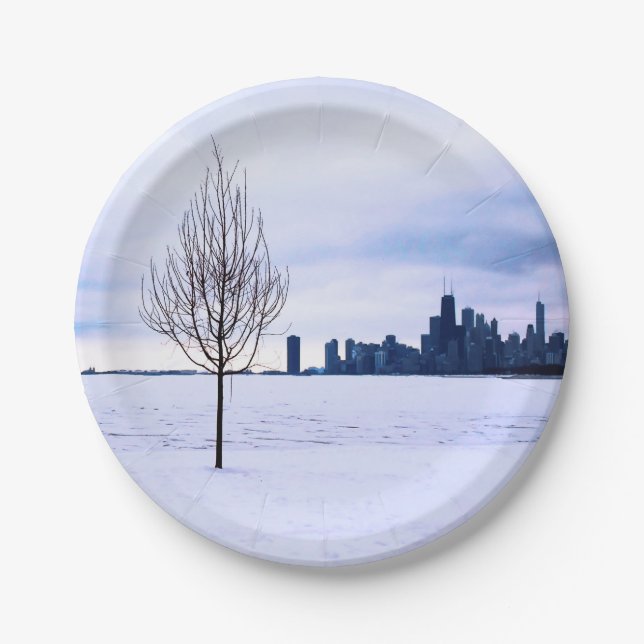 White dream - winter in Chicago, paper plates (Front)