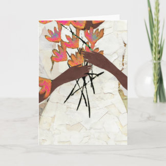White dress and flowers card