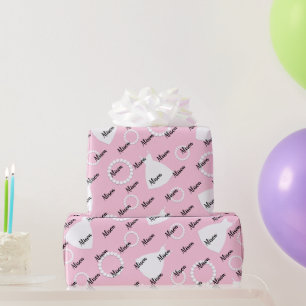 White Dress And Necklaces Pattern on Pink Wrapping Paper