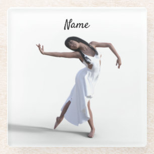 White Dress Dancer Thunder_Cove Glass Coaster