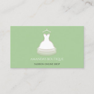 White Dress Logo Fashion Wedding Event Mint Green Business Card