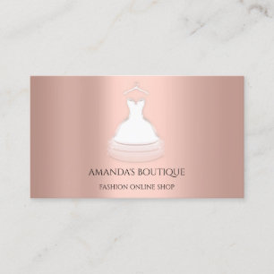 White Dress Logo Fashion  Wedding Event Rose Lux Business Card