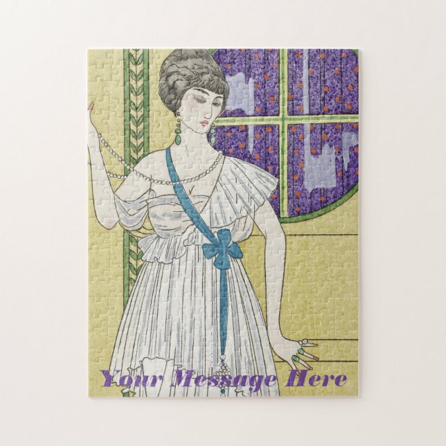 white dress Pearl gown,  Pearl themed party Jigsaw Puzzle (Vertical)