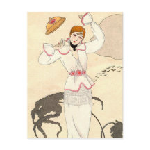 White Dress with Rose Belt by George Barbier