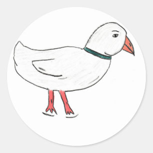 White Duck Classic Round Sticker