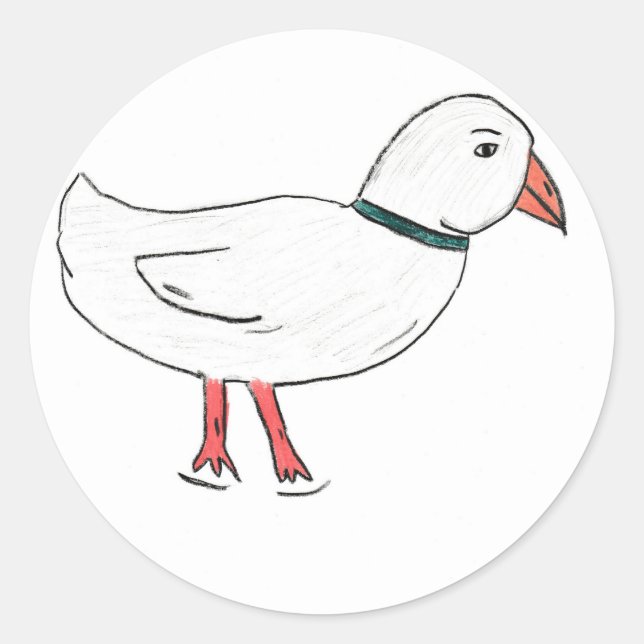 White Duck Classic Round Sticker (Front)