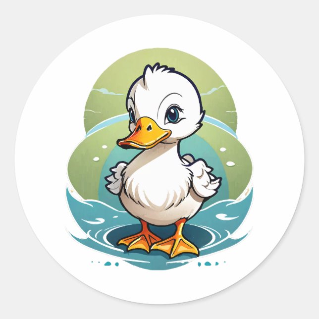 white-duck classic round sticker (Front)