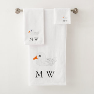 White Duck Design Monogrammed Bath Towel Set