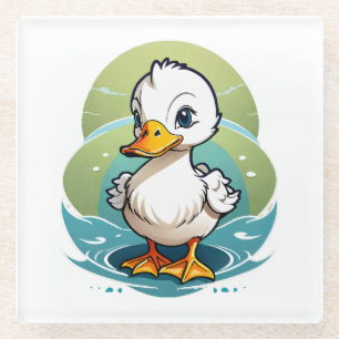 white-duck glass coaster