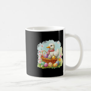 White Duck On A Bysket Full Of Easter Eggs; Easter Coffee Mug