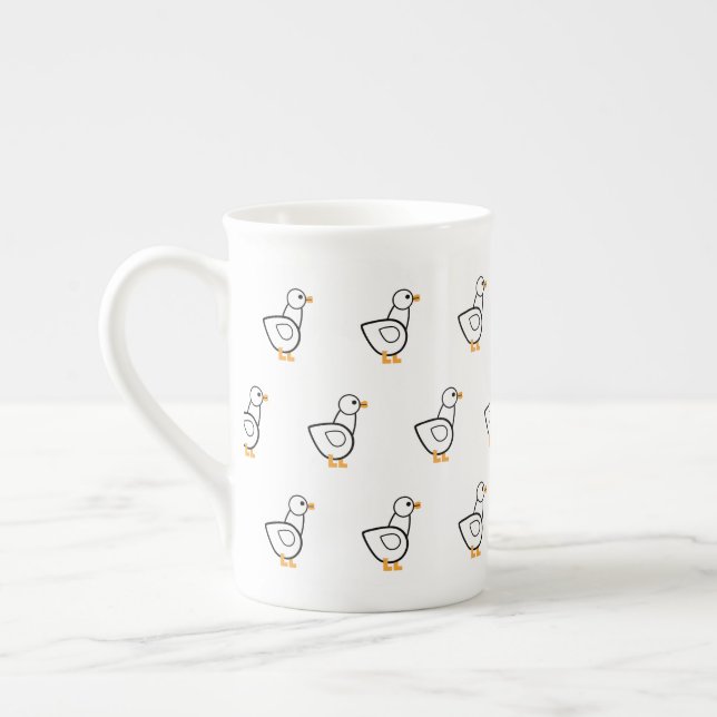 White Duck Pattern Bone China Mug (Left)