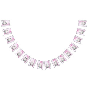 White Duck Pink Floral Bunting Flag