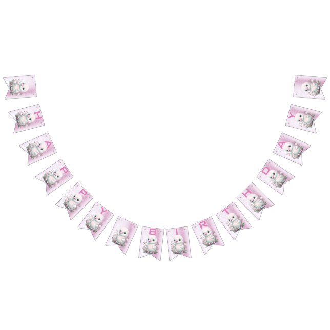 White Duck Pink Floral Bunting Flag (All)