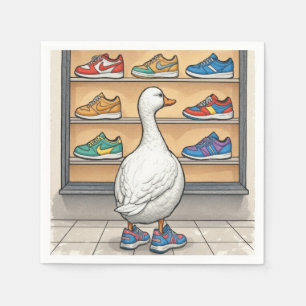 White Duck Window Shopping For Sneakers Napkin