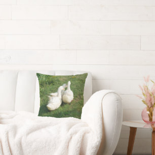 White Ducks Throw Pillow