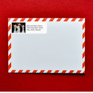 White Ducks Wearing Red Santa Hats Return Address Label
