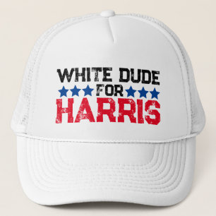 White Dude for Harris 2024 Kamala Madam President Trucker Hat