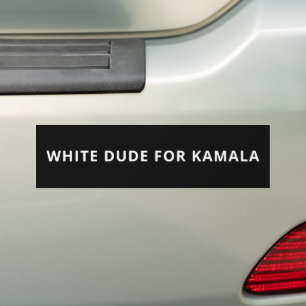 White dude for Kamala funny simple text black Bumper Sticker
