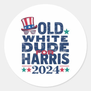 White Dude For Kamala-harris First Female Presiden Classic Round Sticker