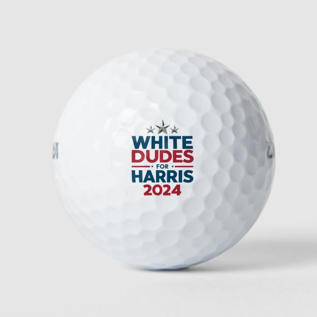 White Dudes For Harris-2024 Election Golf Balls (Front)