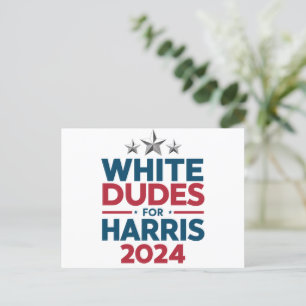 White Dudes For Harris-2024 Election Postcard