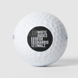 White Dudes For Harris Walz American Flag Election Golf Balls