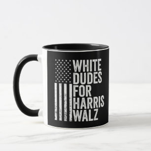 White Dudes For Harris Walz American Flag Election Mug