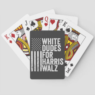 White Dudes For Harris Walz American Flag Election Playing Cards
