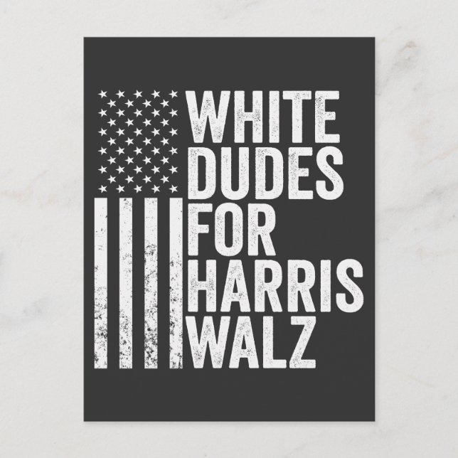 White Dudes For Harris Walz American Flag Election Postcard (Front)