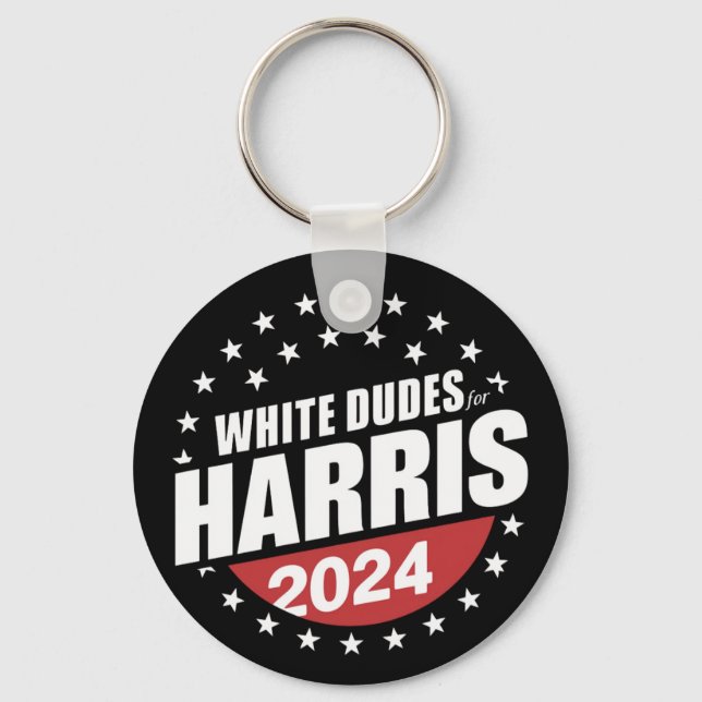 White Dudes For Kamala Harris 2024 Election Key Ring (Front)