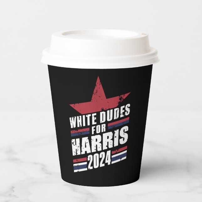 White Dudes For Kamala Harris 2024 Paper Cups (Front)