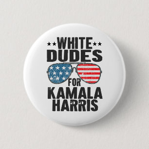 White Dudes For Kamala Harris Sungles Usa 6 Cm Round Badge